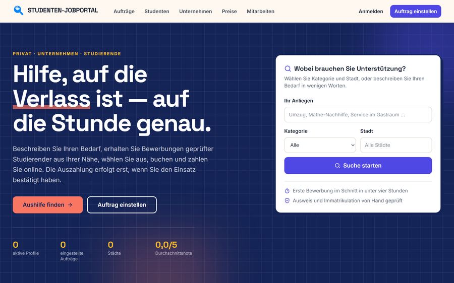 Startseite von studenten-jobportal.de
